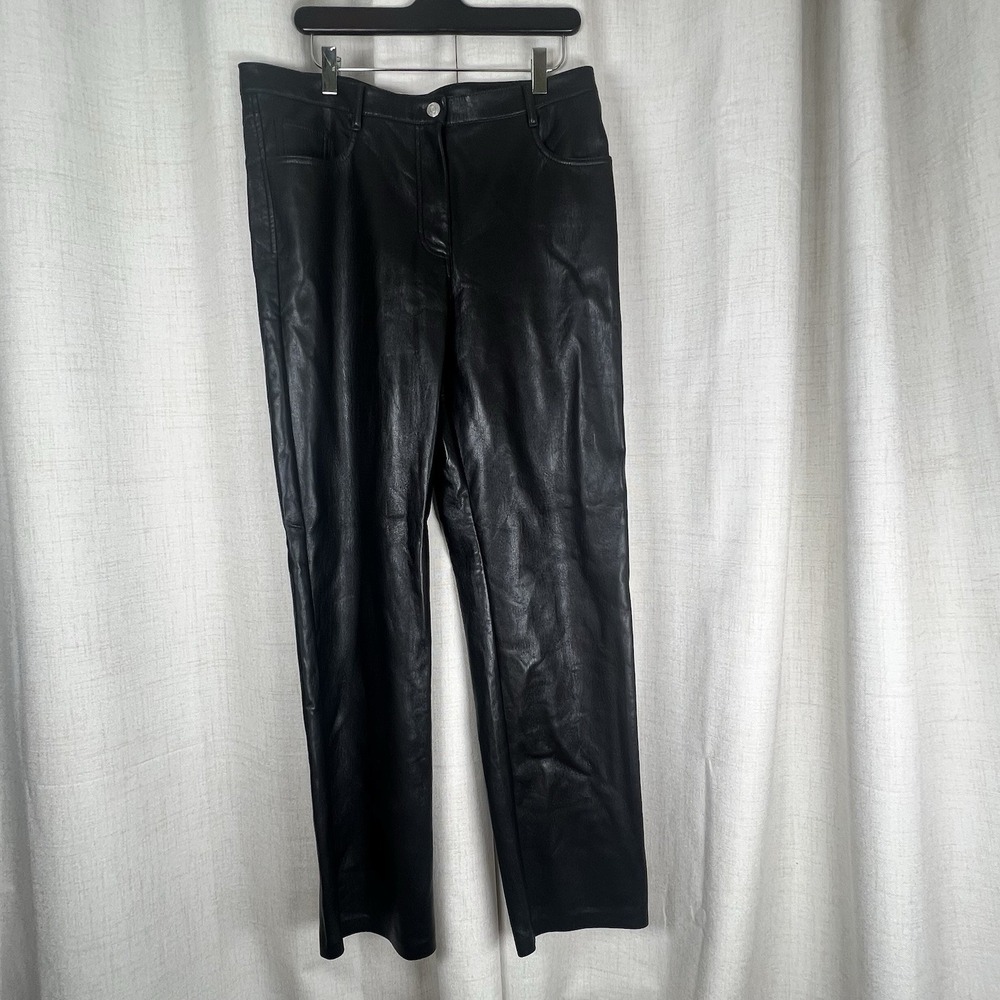 Aritzia Wilfred Melina Vegan Faux Leather Pants Size 12 Black Straight Leg Fall